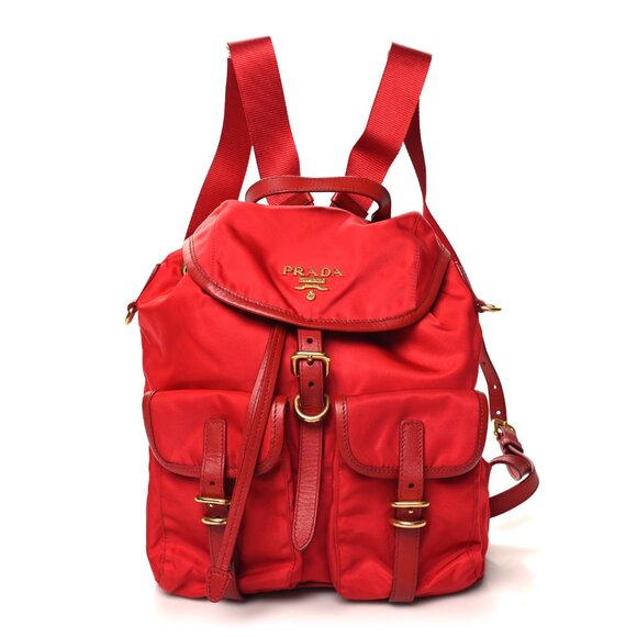 Prada Tessuto Nylon Small Backpack Rosso Shoulder Bag Red - Picture 1 of 7